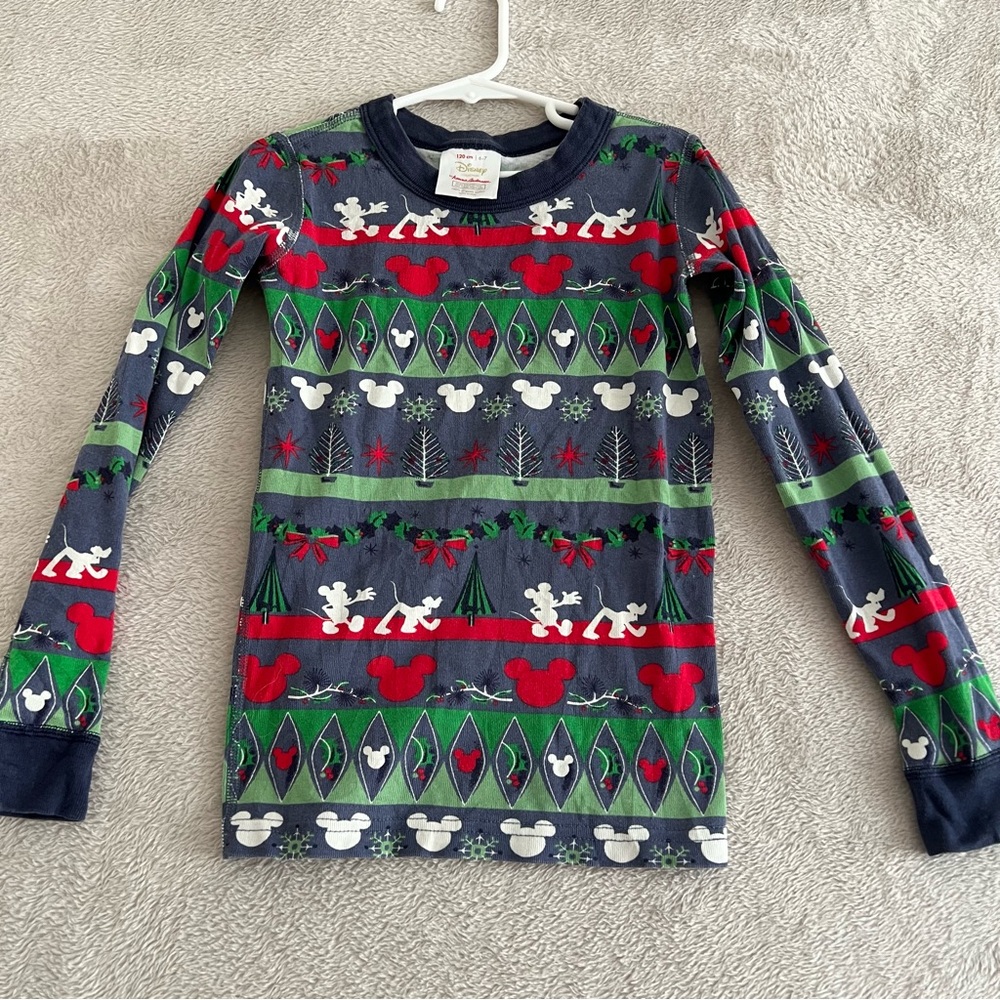 Hanna Andersson Disney‎ Pajama Top 120 6-7 Mickey Mouse Organic Cotton Christmas